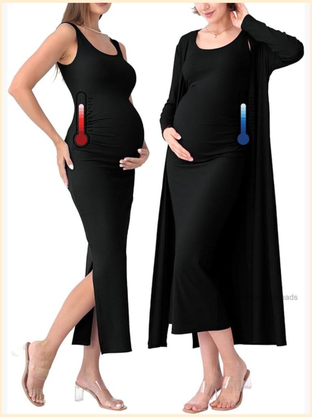 2 Pcs Maternity Dress Cardigan Set Bodycon Maxi Formal Baby Shower
